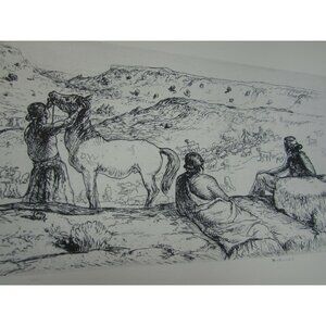 Three Navajos Mahonri Young Vintage Print Lithograph 30153